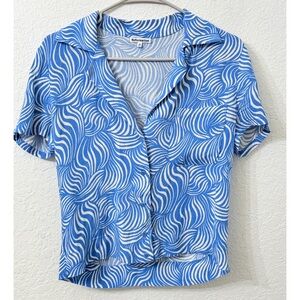 Reformation Blue and White Button Down Shirt